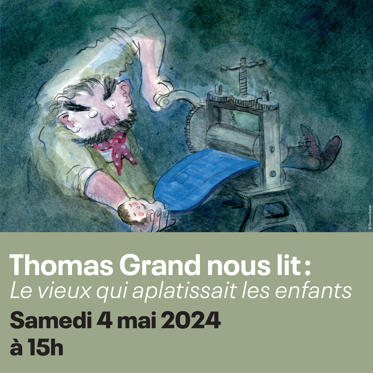 Lecture de Thomas Grand à la bibliothèque des Eaux-Vives (Genève), samedi 4 mai